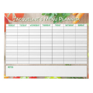 Bloco De Notas Planejador de menus semanal para personalizar.