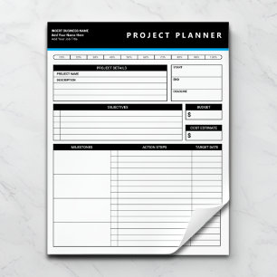 Bloco De Notas Planejador de Projeto Empresarial Personalizado Bl