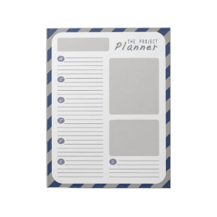 Bloco De Notas Planejador de projetos semanal - Azul e Cinza