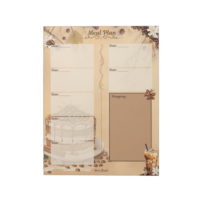 Bloco De Notas Planejador de Refeições Sem Linhas para 7 Dias Mor (Invertido)