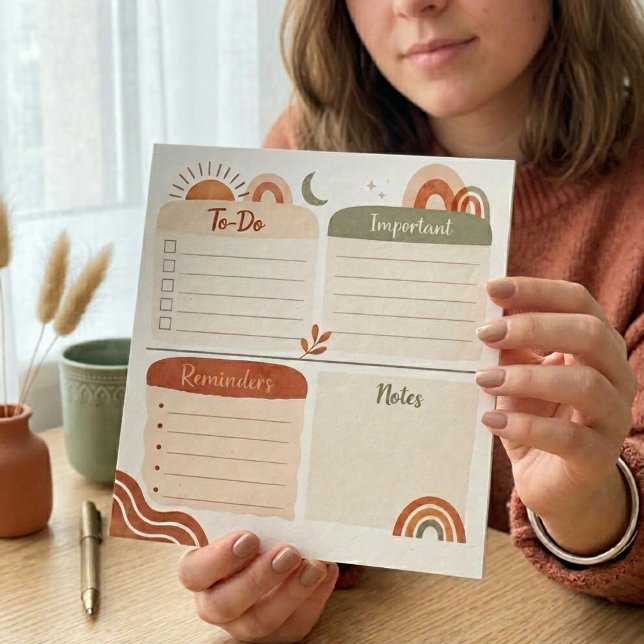 Bloco de Notas Planejador Diário Boho – A Fazer, I (Criador carregado)