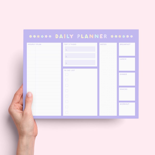 Bloco de Notas Planejador Diário com Flores Pastel (Criador carregado)