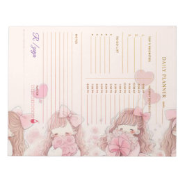 Bloco De Notas Planejador diário de aquarela rosa corado clássico