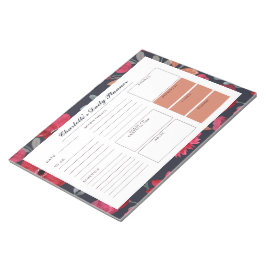 Bloco De Notas Planejador Diário de Mesa Personalizado Floral de 