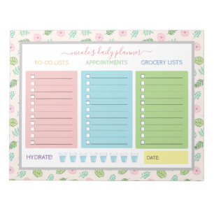 Bloco De Notas Planejador Diário Floral Correto