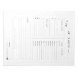 Bloco De Notas Planejador Diário Minimal Pastel branco e preto
