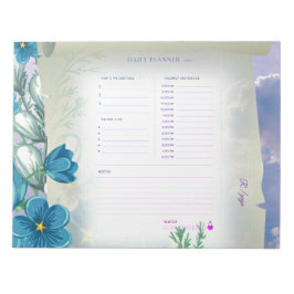 Bloco De Notas Planejador Diário Minimal Pastel roxo e azul