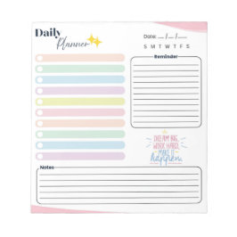 Bloco De Notas Planejador Diário Pastel - Lista de tarefas, lembr