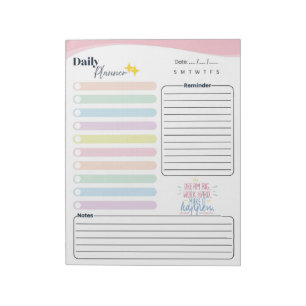 Bloco De Notas Planejador Diário Pastel - lista de tarefas, lembr