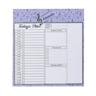 Bloco De Notas Planejador diário personalizado Black Musical