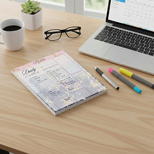 Bloco De Notas Planejador diário personalizado com brilho e mármo