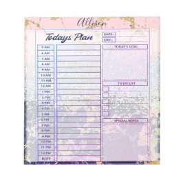 Bloco De Notas Planejador diário personalizado com glitter e márm