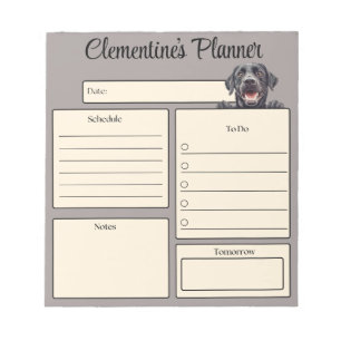 Bloco De Notas Planejador Diário Personalizado Labrador Preto