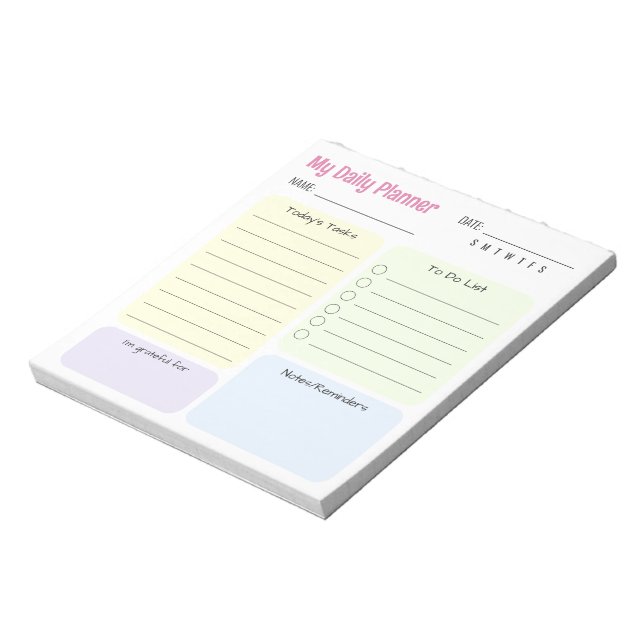 Bloco De Notas Planejador Diário Sem Data Adorável (Invertido)