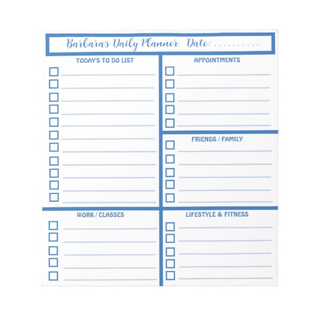 Bloco De Notas Planejador Diário Simples Profissional Moderno (Frente)