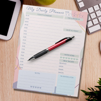 Bloco De Notas Planejador Diário Tema Multicor Simples Elegante