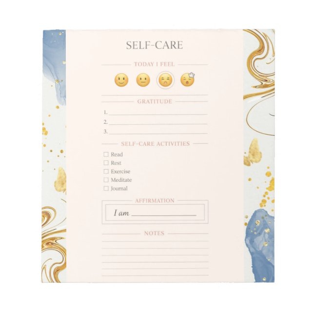 Bloco De Notas Planejador luxuoso autocouidado blush rosa aquarel (Frente)