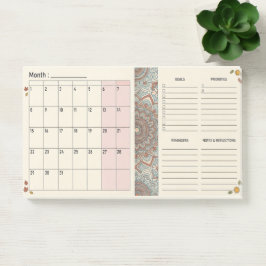 Bloco De Notas Planejador Mensal Boho Mandala