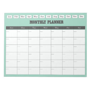 Bloco De Notas Planejador Mensal Calendário Simples Azul-Celeste