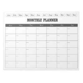 Bloco De Notas Planejador Mensal Calendário Simples Branco