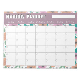 Bloco De Notas Planejador Mensal de Grandes Flores Brilhantes