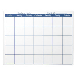 Bloco De Notas Planejador Mensal de Nome de Limite Inferior Azul 