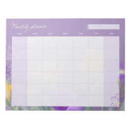 Bloco De Notas Planejador Mensal Floral Lavanda Elegante