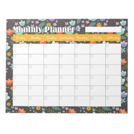 Bloco De Notas Planejador Mensal Flores Coloridas da Primavera