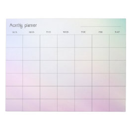 Bloco De Notas Planejador mensal gradiente Pastel, título persona