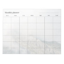 Planejador mensal minimalista da montanha, título 