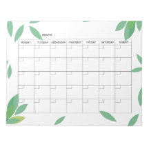 Planejador Mensal Minimalista Verde Fresco Sem Dat