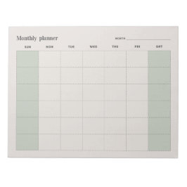 Bloco De Notas Planejador mensal simples, texto personalizado Dom
