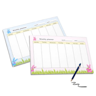 Bloco De Notas Planejador semanal com coelhos cor-de-rosa