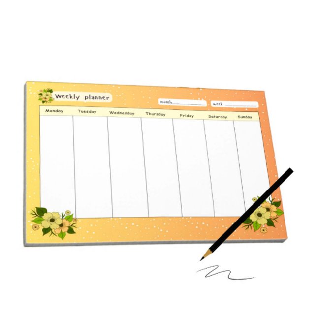 Bloco De Notas Planejador semanal com flores (Criador carregado)
