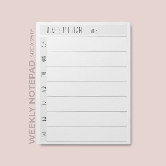 Bloco De Notas Planejador Semanal de Calendário Simples em Branco (Criador carregado)