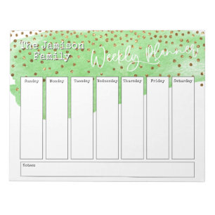 Bloco De Notas Planejador Semanal de Confetti Dourado de BrushAVE