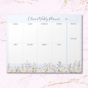 Bloco De Notas Planejador Semanal de Flores Coloridas Personaliza