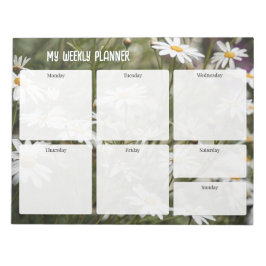 Bloco De Notas Planejador Semanal de Flores Margarida Cottagecore