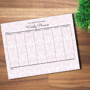 Bloco De Notas Planejador Semanal de Flores Rosa Simples