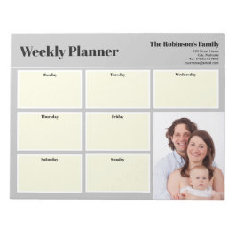 Bloco De Notas Planejador Semanal de Fotos Personalizadas Cinza S