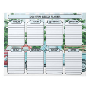 Bloco De Notas Planejador Semanal de Natal de Carros Antigos