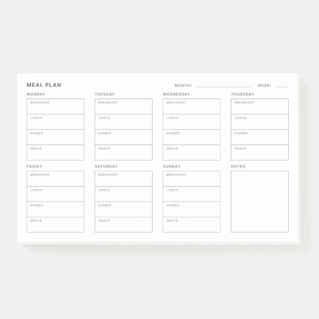 Bloco De Notas Planejador Semanal de Plano de Refeições (Frente)