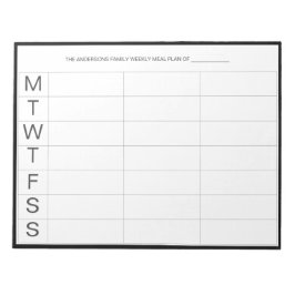 Bloco De Notas Planejador Semanal de Refeições Minimalista Modern