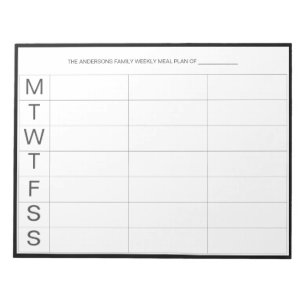 Bloco De Notas Planejador Semanal de Refeições Minimalista Modern