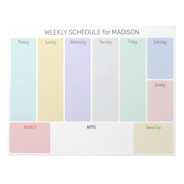 Bloco De Notas Planejador Semanal de Título Personalizado (Frente)