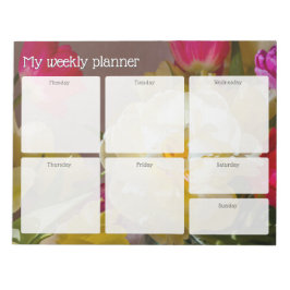 Bloco De Notas Planejador Semanal Floral Colorido Romântico