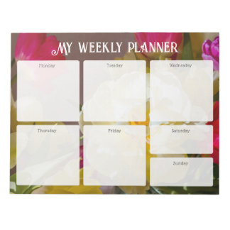 Bloco De Notas Planejador Semanal Floral Romântico