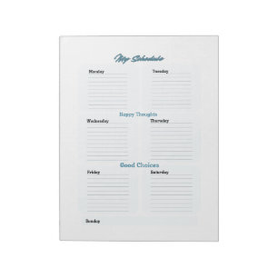 Bloco De Notas Planejador Semanal Minimalista Azul Claro