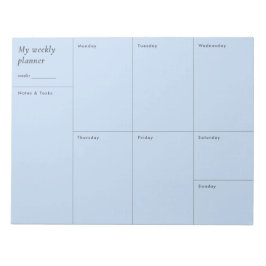 Bloco De Notas Planejador Semanal minimalista azul moderno