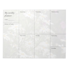 Bloco De Notas Planejador Semanal Minimalista Floral Moderno